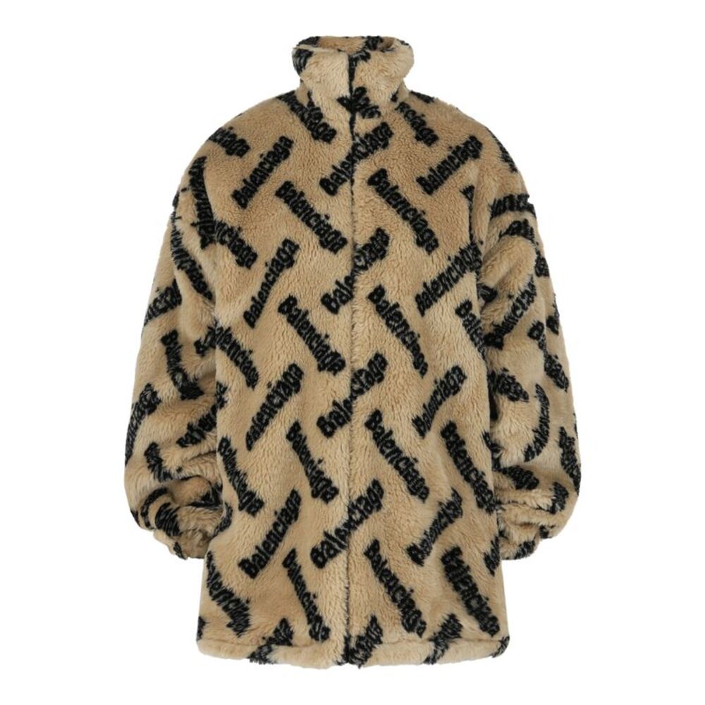 Balenciaga Allover Logo Fleece Jacket Multi Womens